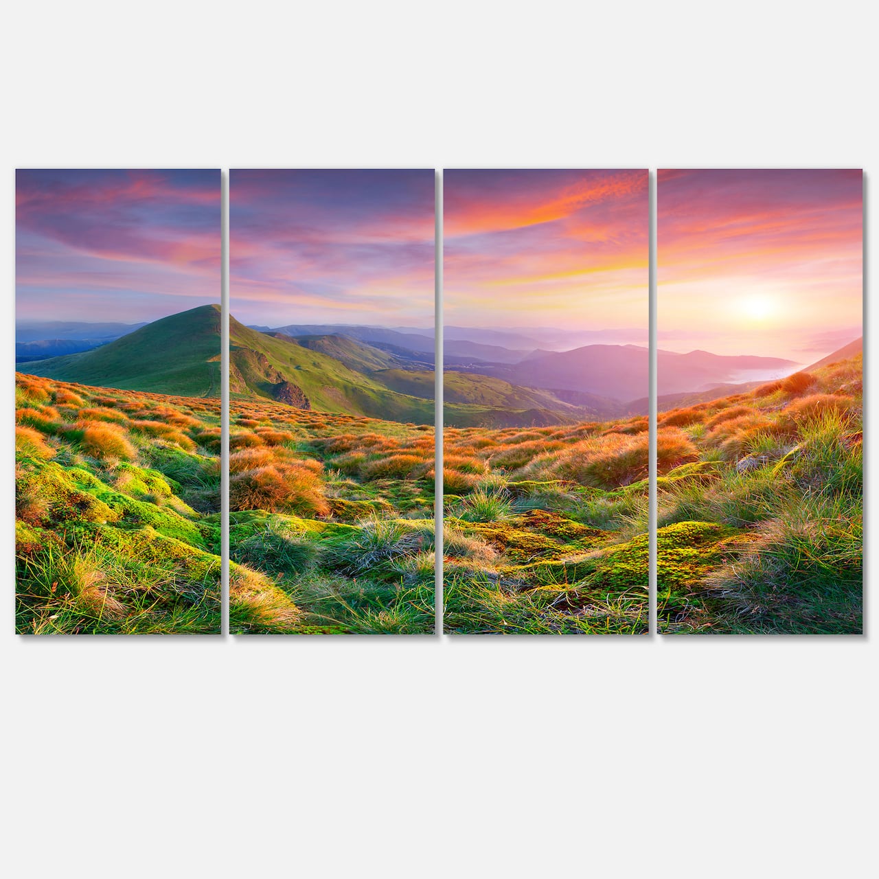 Designart - Pretty Colorful Sunset in Mountains - Landscape Photography Canvas Print